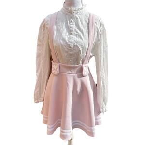 Hot Topic Baby Pink Cat Paw Kawaii Furry Suspender Mini Skirt  Lolita  Sz M NWT